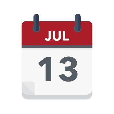 Calendar icon showing 13th July